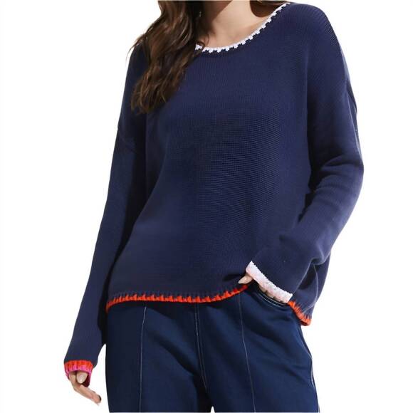 ZAKET & PLOVER Sweaters - NEW ZAKET & PLOVER crewneck sweater with contrasting trim in navy